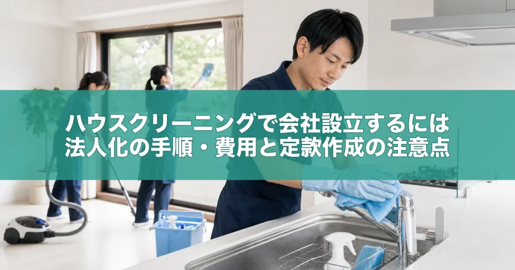 ハウスクリーニングで会社設立するには｜法人化の手順・費用と定款作成の注意点