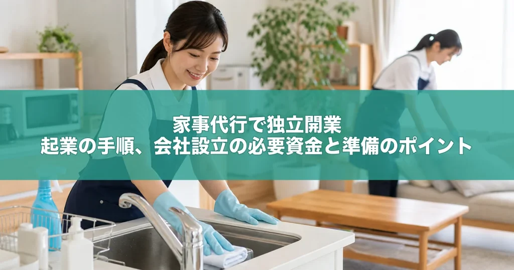 家事代行で独立開業｜起業の手順、会社設立の必要資金と準備のポイント