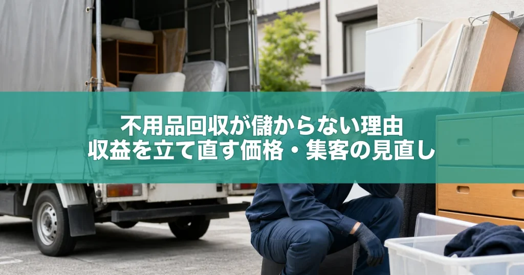 不用品回収が儲からない理由｜収益を立て直す価格・集客の見直し