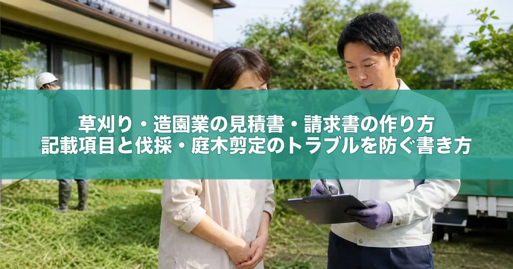 草刈り・造園業の見積書・請求書の作り方｜記載項目と伐採・庭木剪定のトラブルを防ぐ書き方