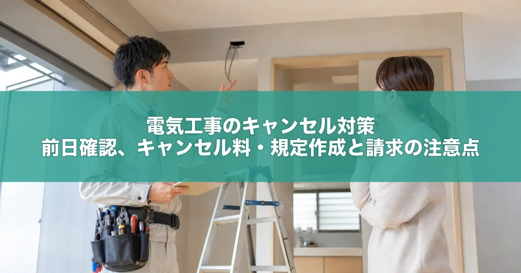 電気工事のキャンセル対策｜前日確認、キャンセル料・規定作成と請求の注意点
