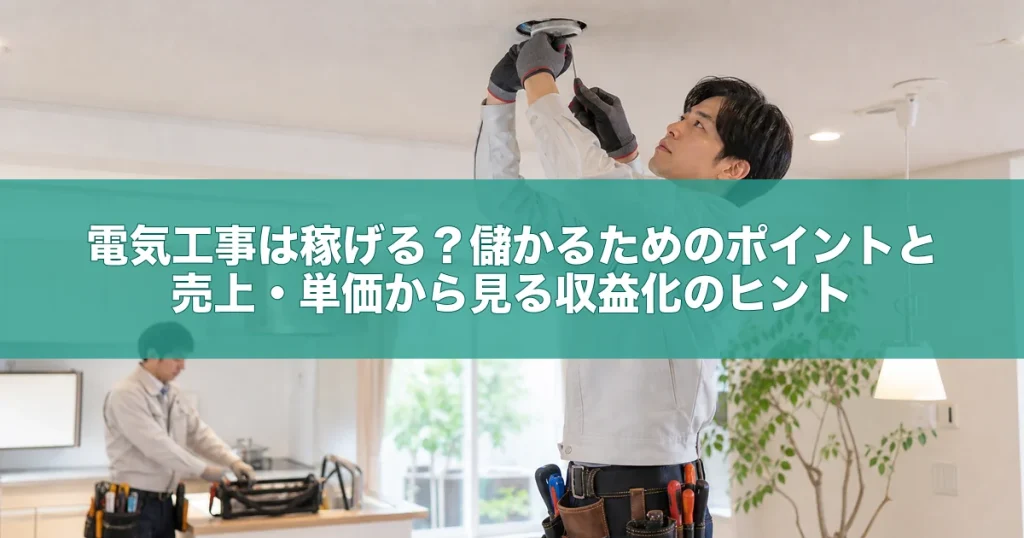 電気工事は稼げる？儲かるためのポイントと売上・単価から見る収益化のヒント