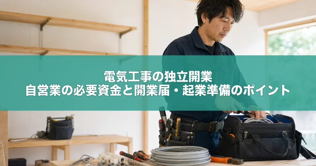 電気工事の独立開業｜自営業の必要資金と開業届・起業準備のポイント