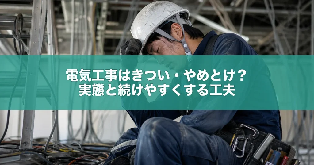 電気工事はきつい・やめとけ？実態と続けやすくする工夫